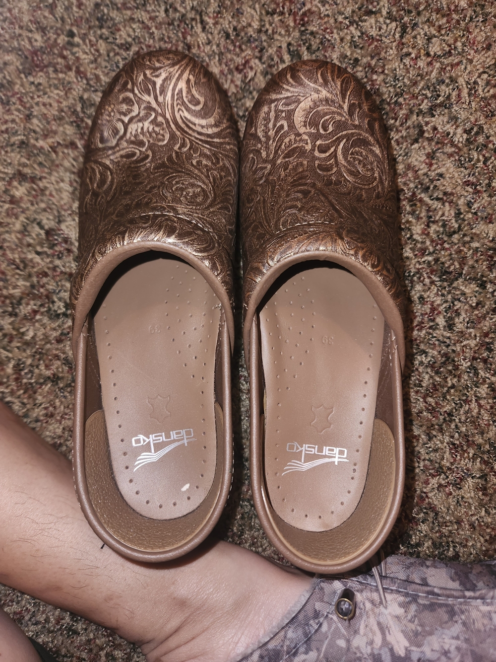 Dansko Brown Embossed Leather Clogs